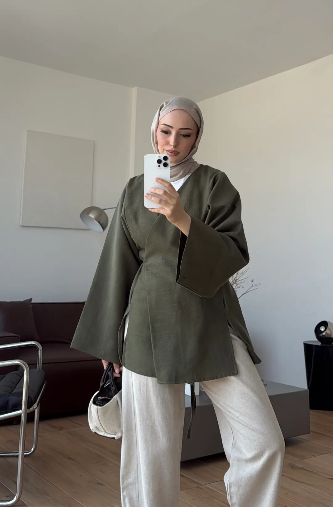 Bağlamalı Kimono Haki