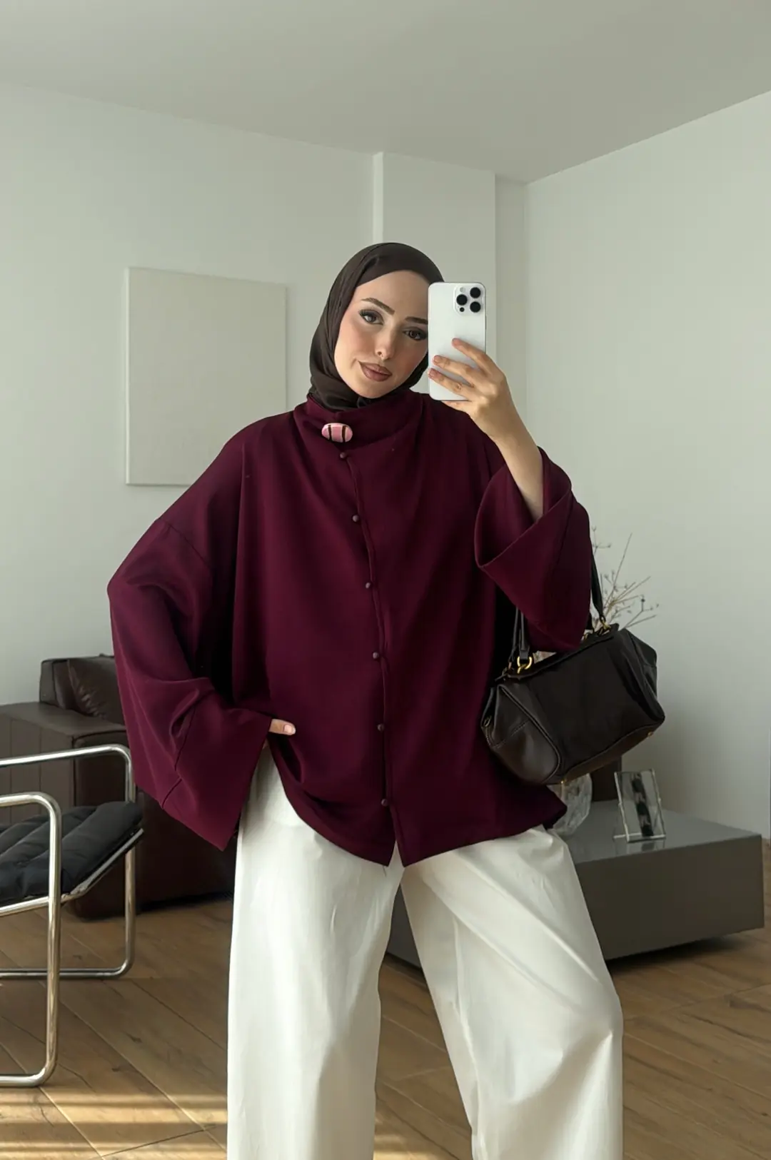 Tok Kumaş Oversize Mevsimlik Ceket Bordo