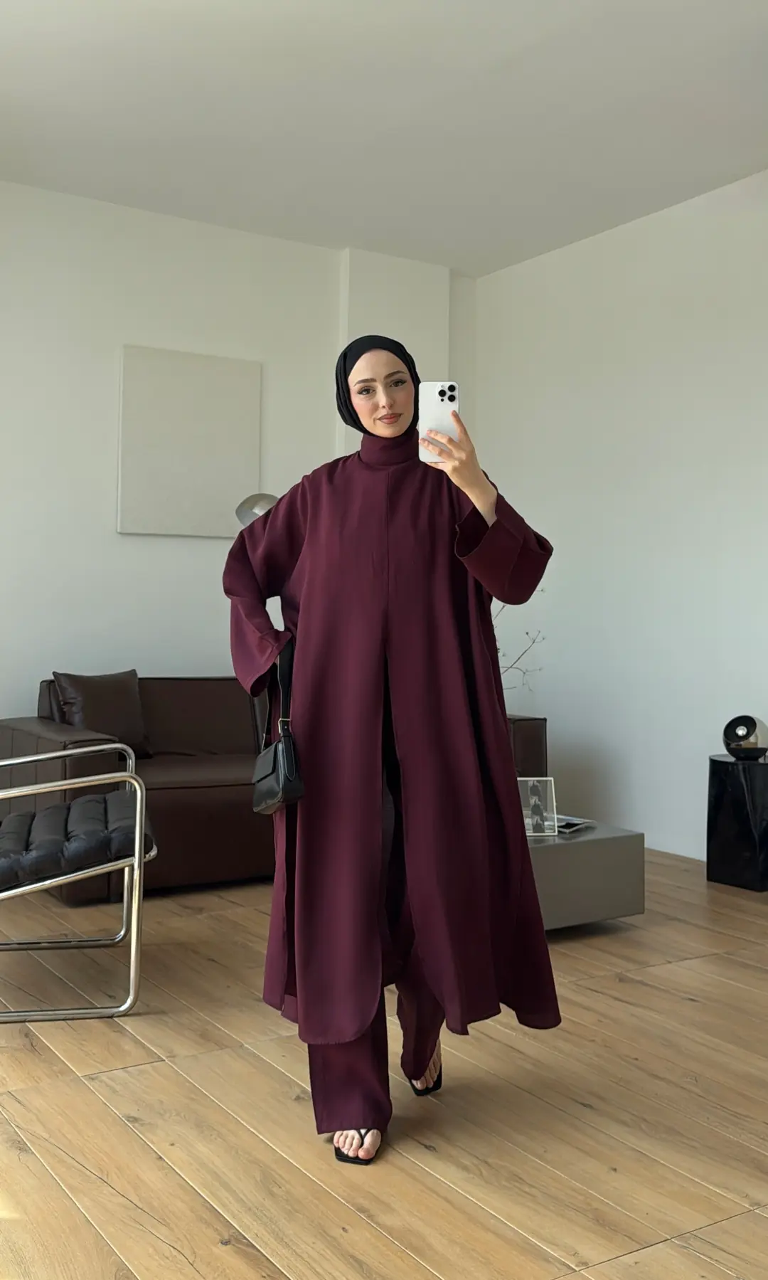 Sofia Yırtmaç Detay Takım Bordo