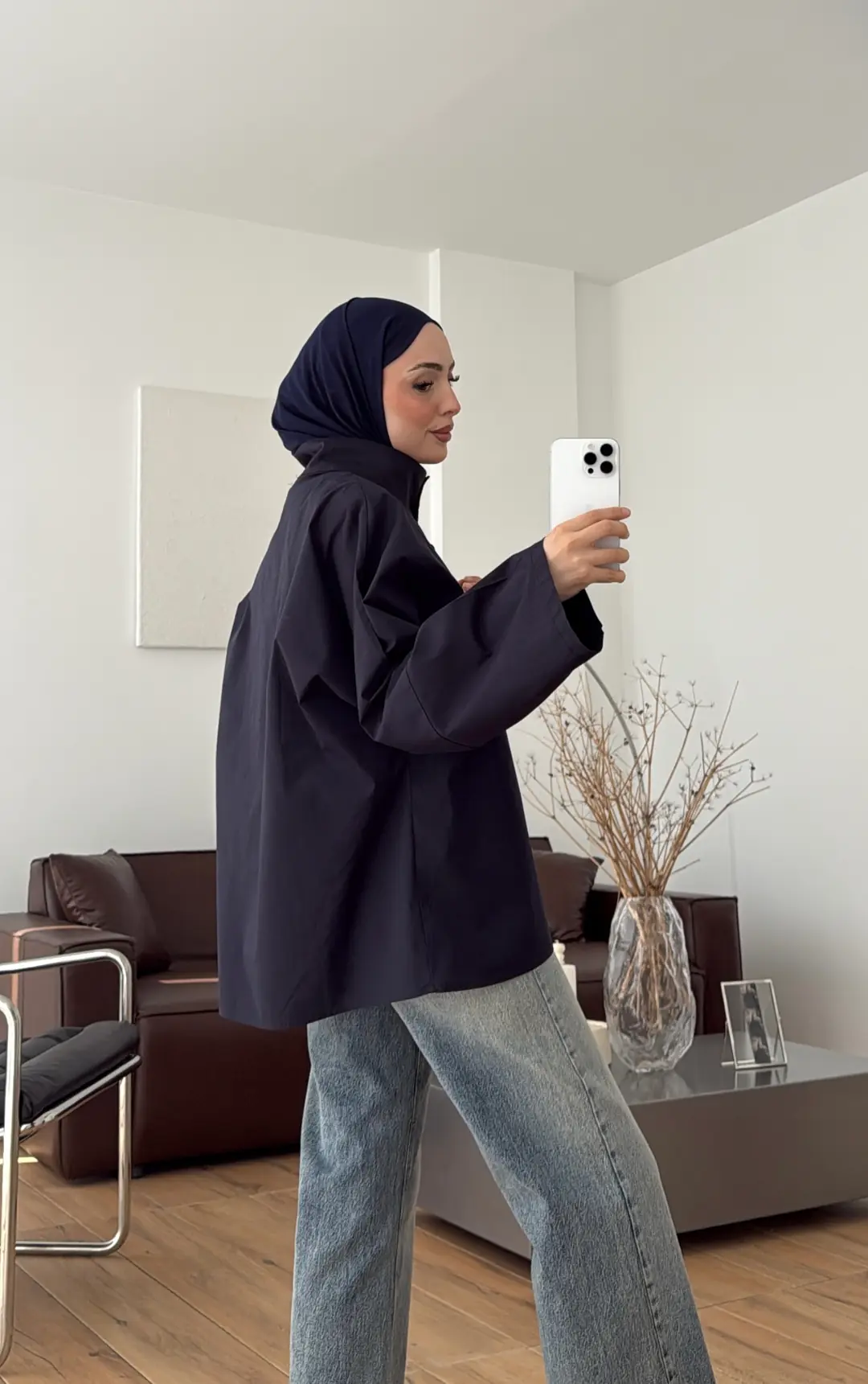 Geniş Yaka Tunik Lacivert