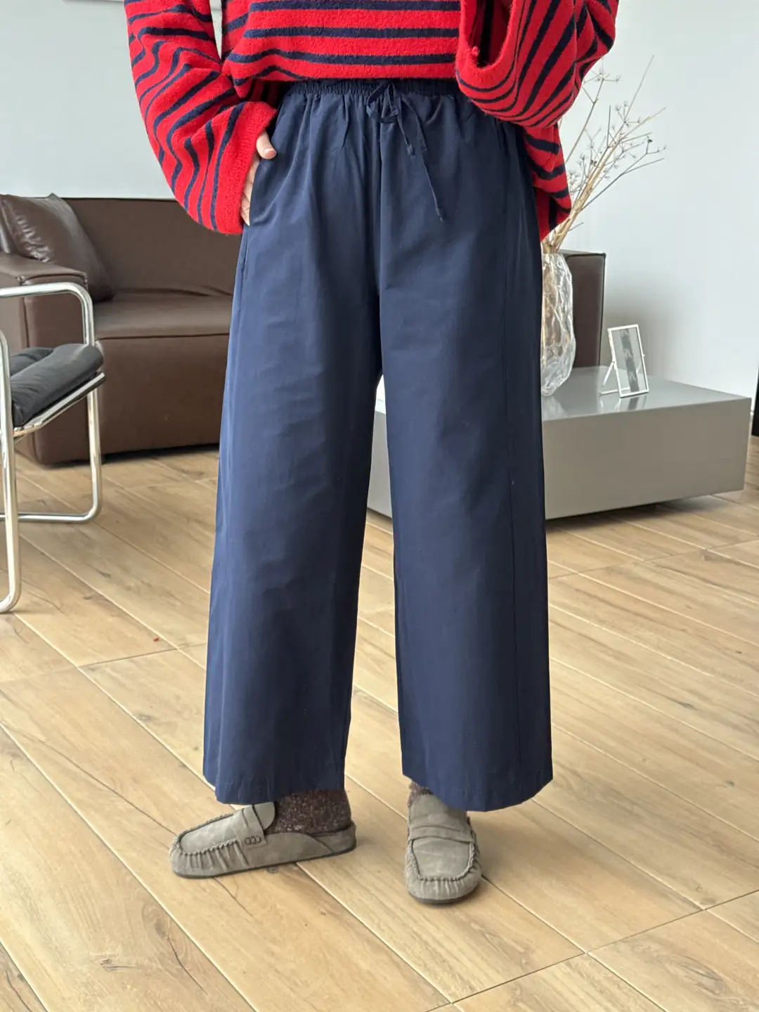 Lastikli Bol Pantolon Lacivert