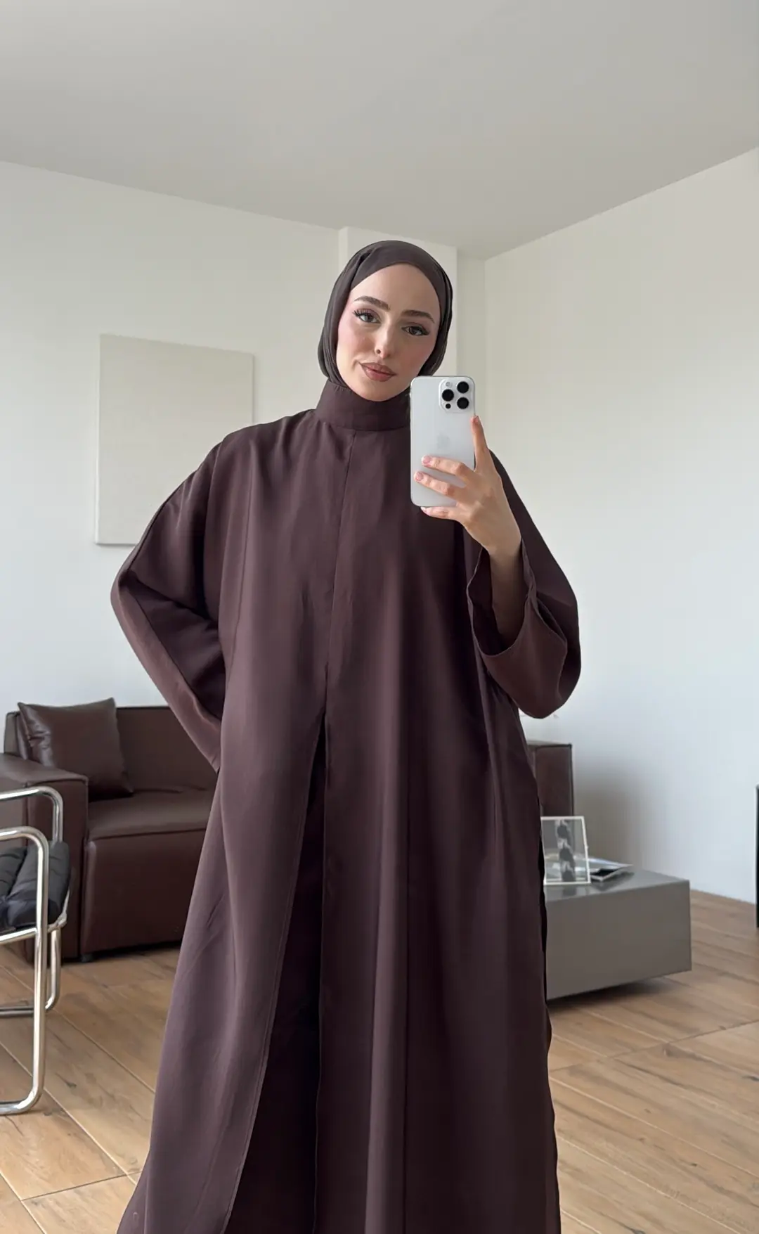 Sofia Yırtmaç Detay Takım Kahve 