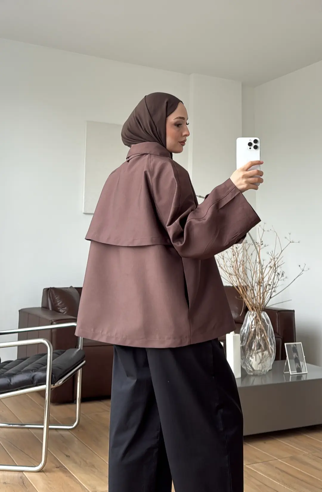 Seyyar Yakalı Trençkot Kahve