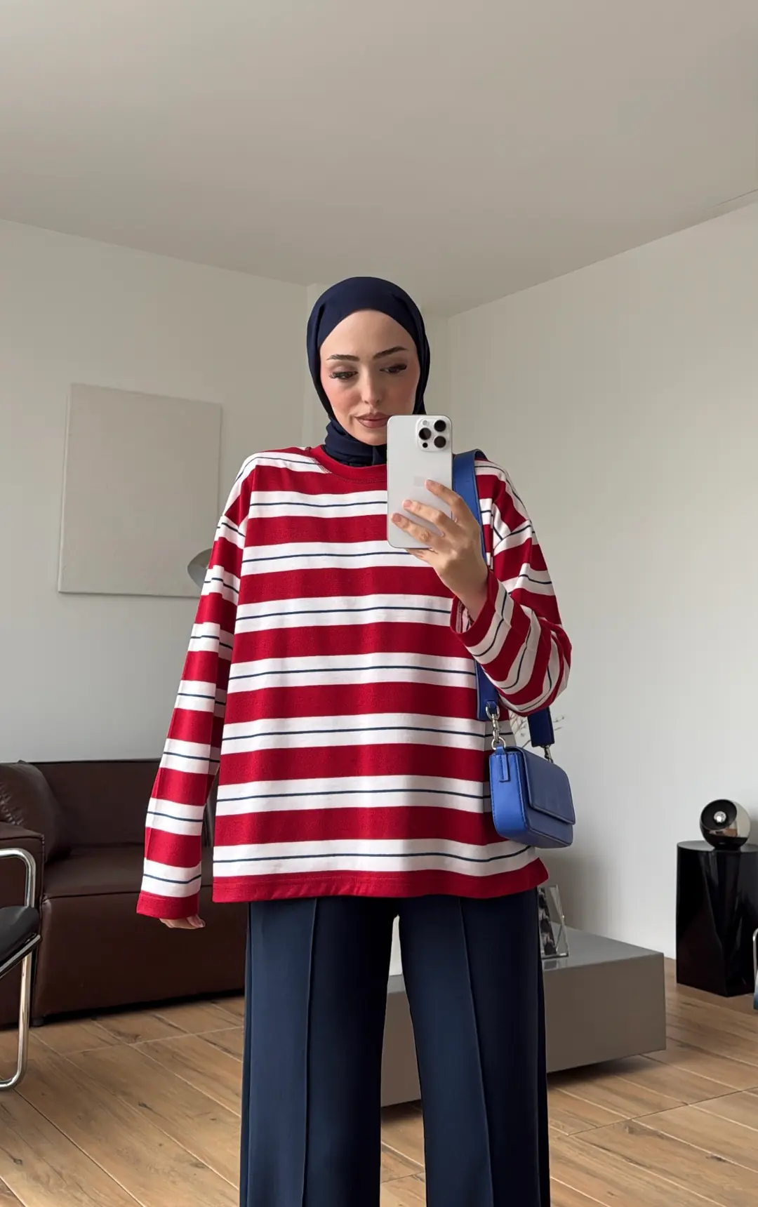 Kalın Çizgili Tişört Kırmızı