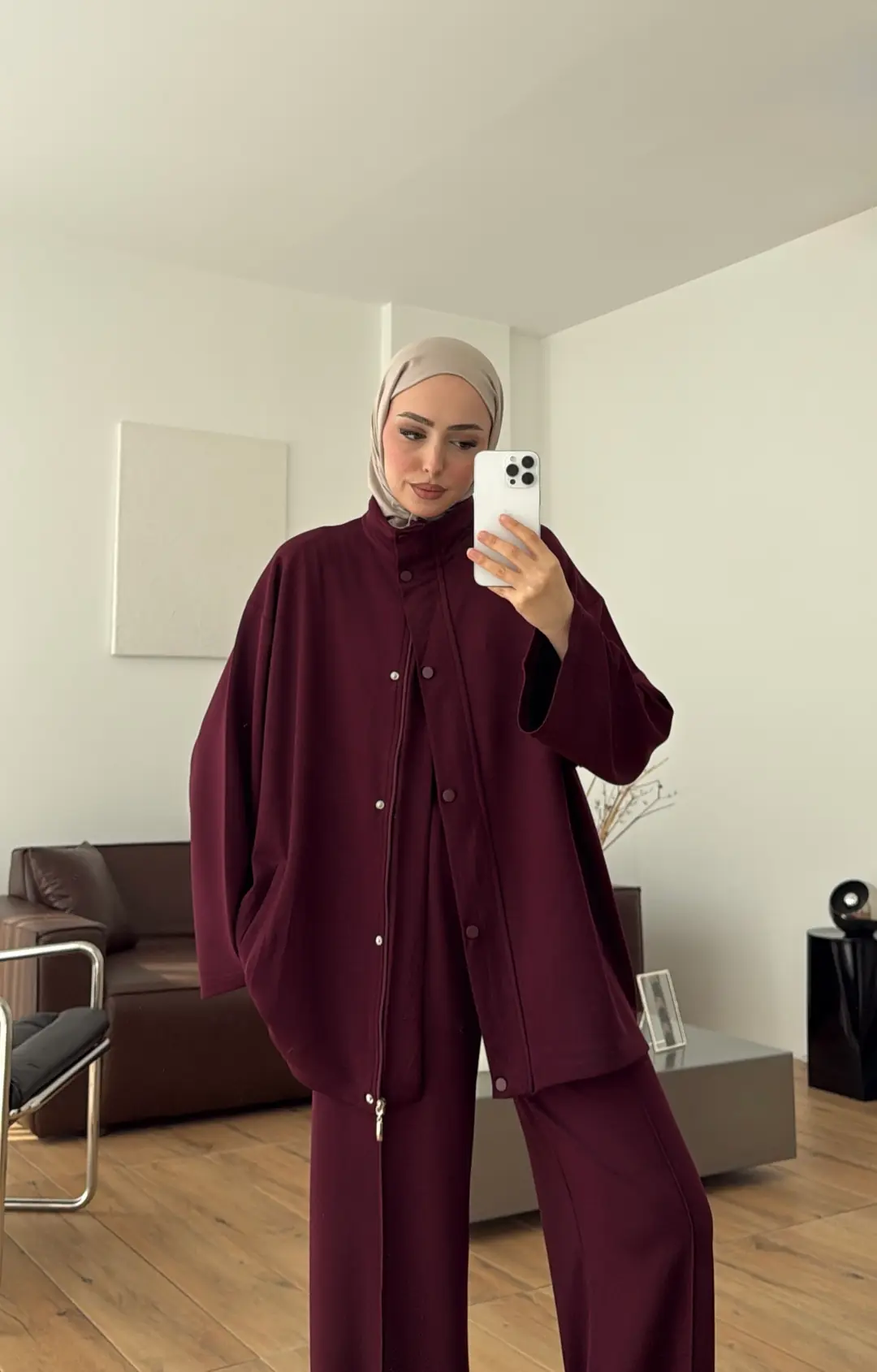 Çıtçıtlı Yarım Yaka Spor Takım Bordo