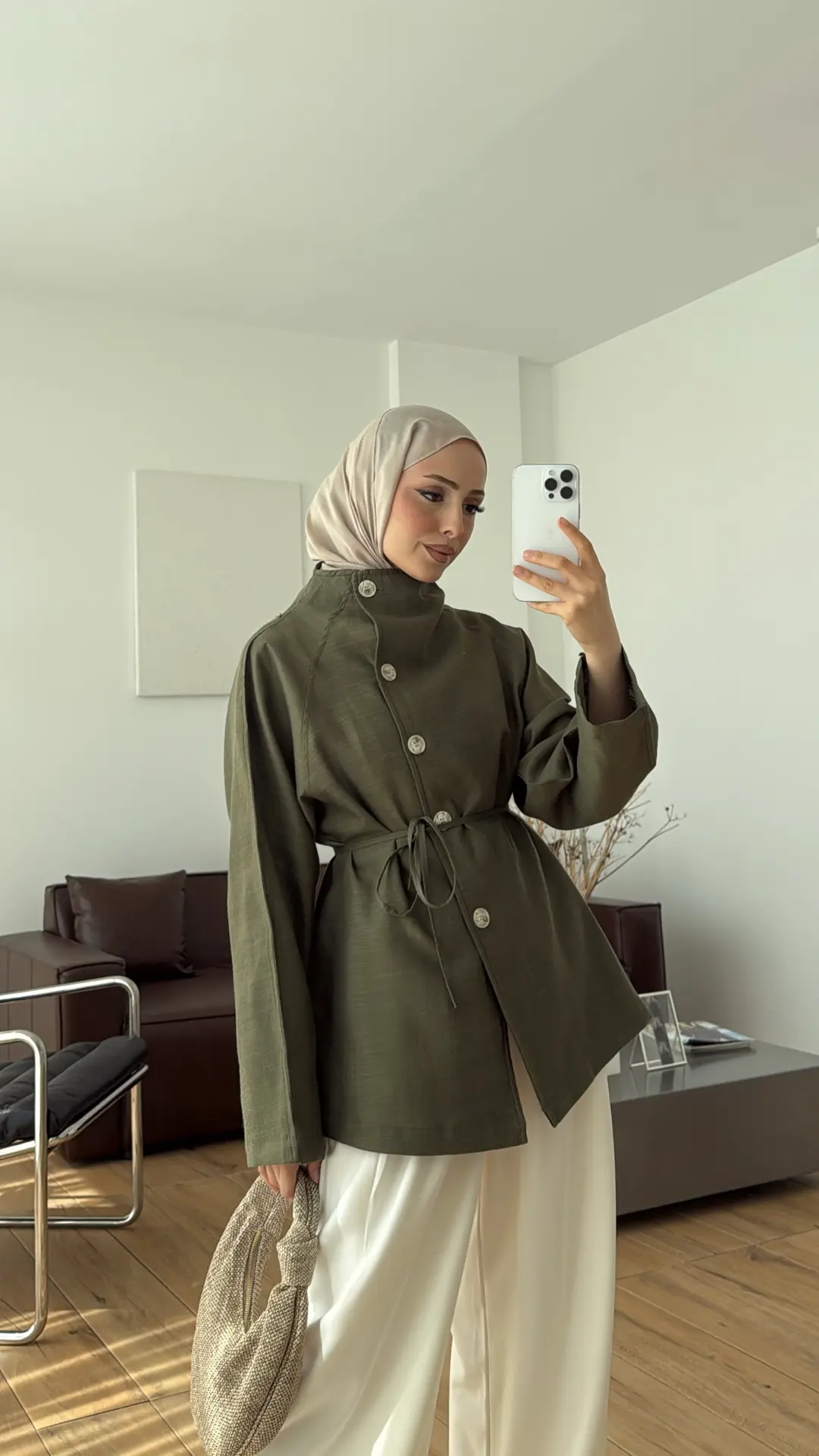 Dik Yaka Yazlık Ceket Haki