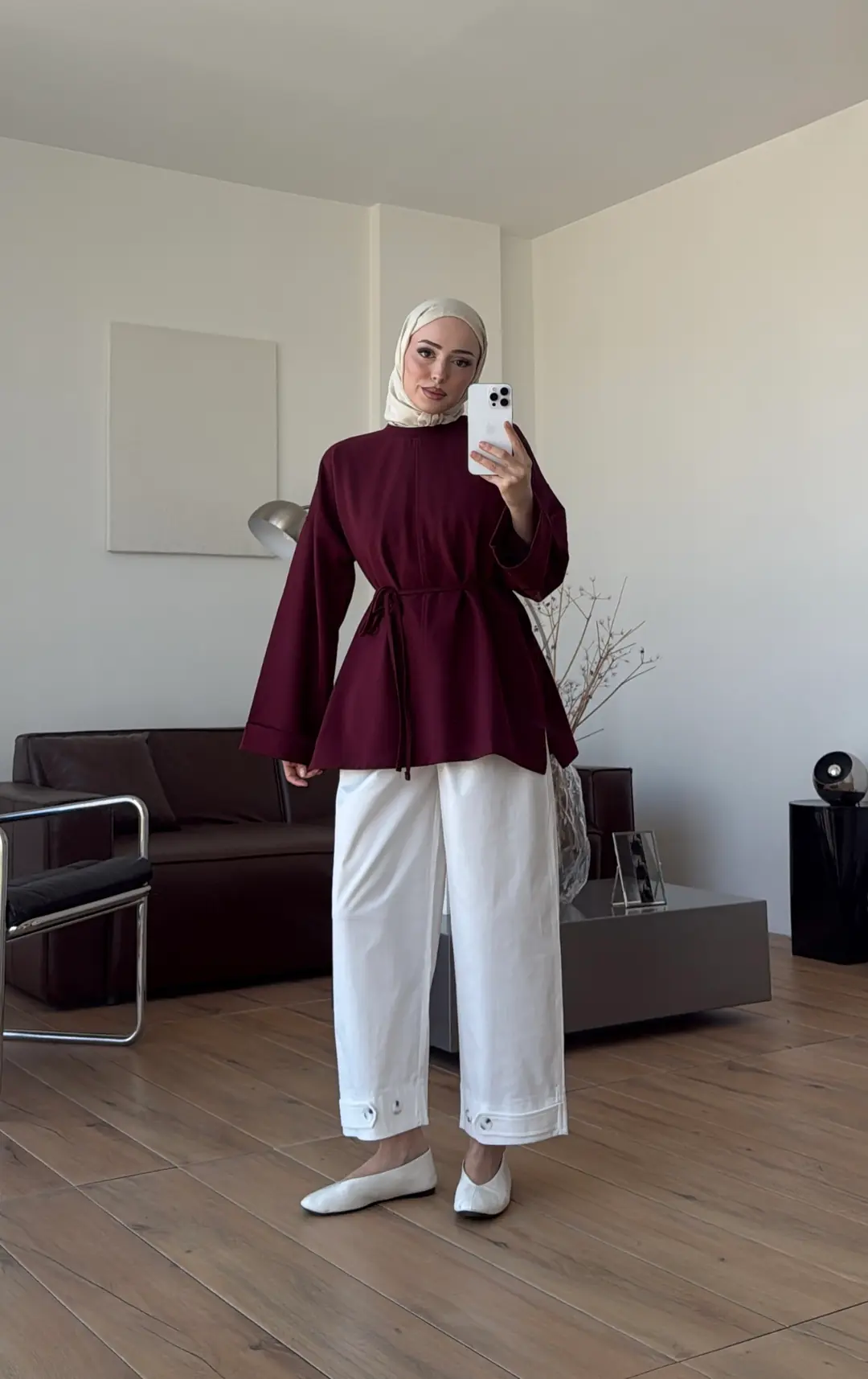 Bağlamalı Yanı Yırtmaç Detay Sweatshırt Bordo