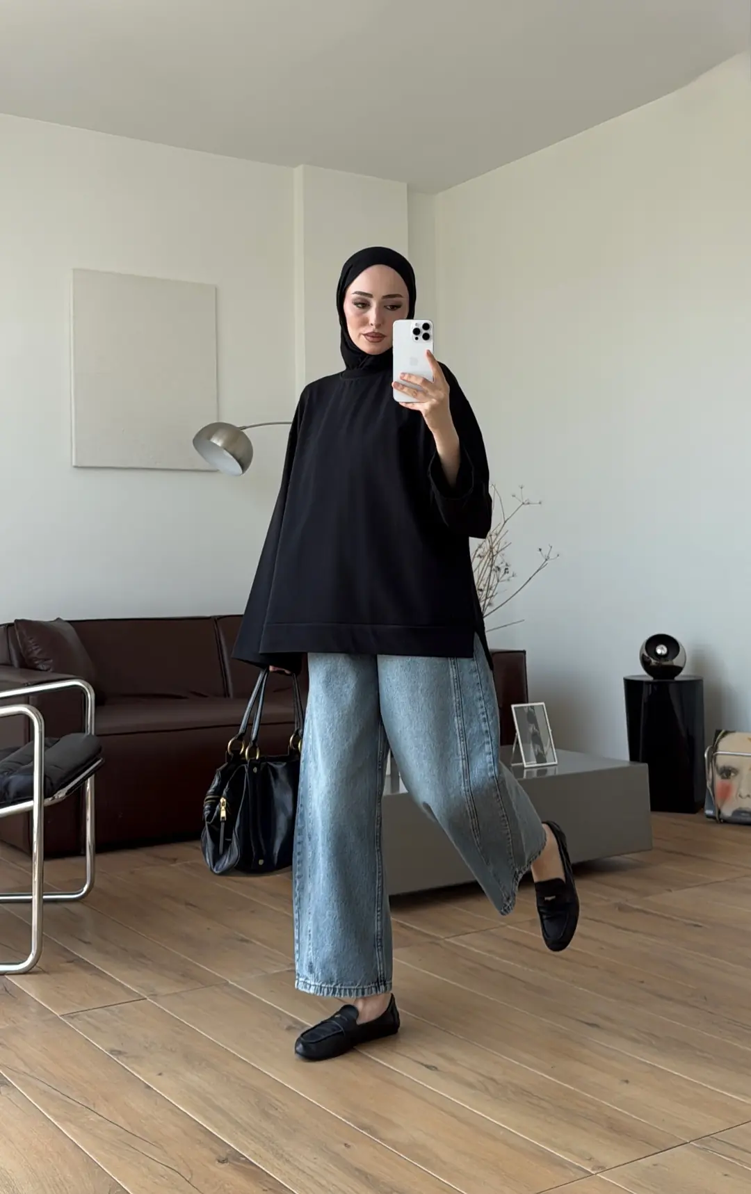 Dökümlü Basic Sweat Siyah