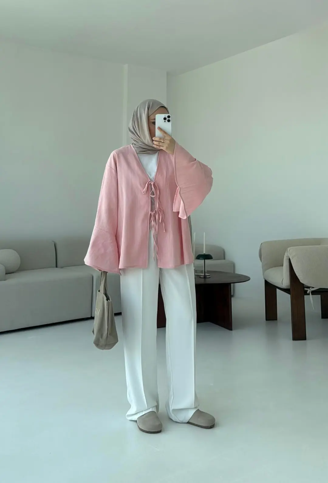Kol Detay Kimono Pembe