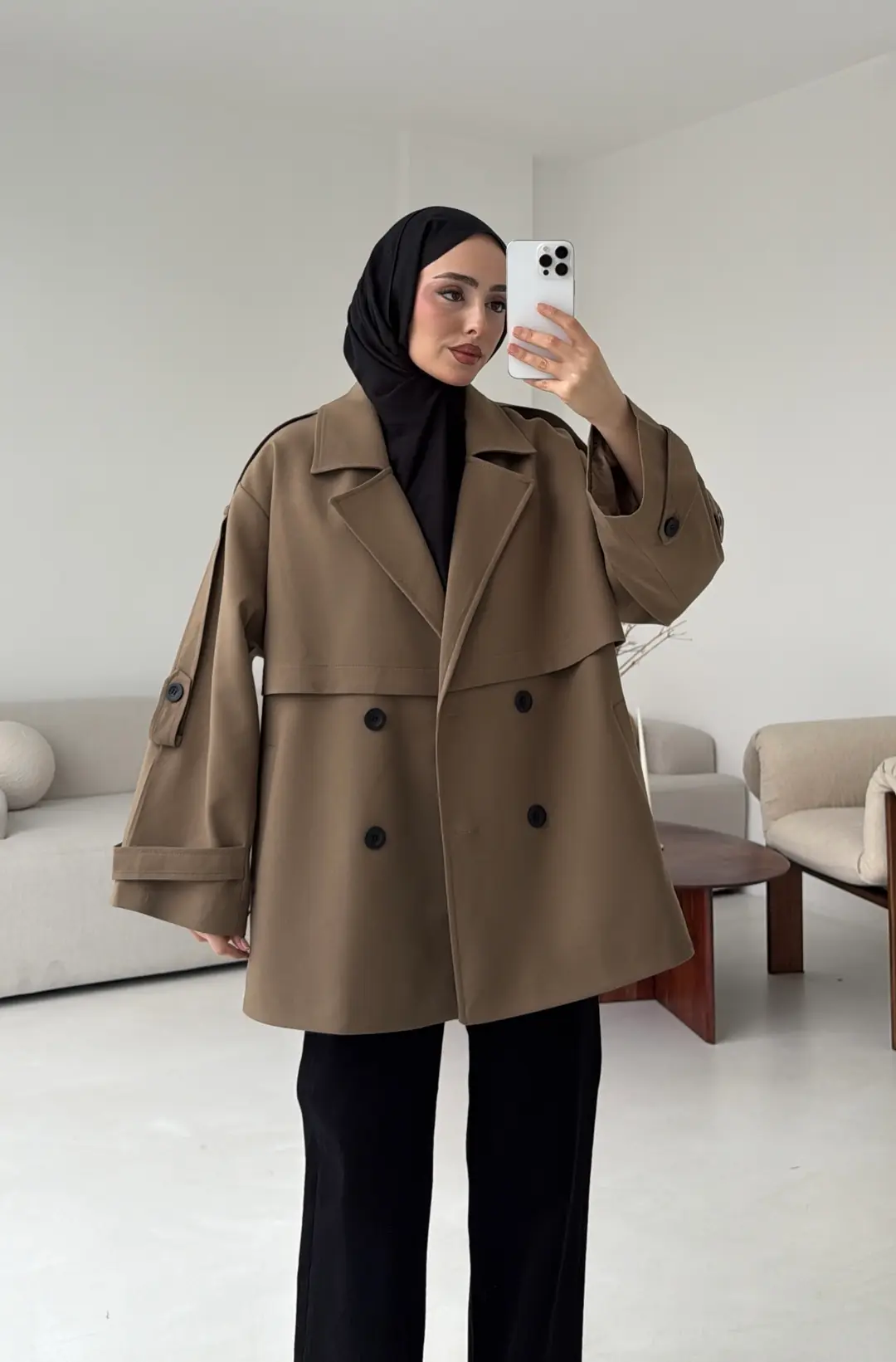 Kısa Trenç Caramel