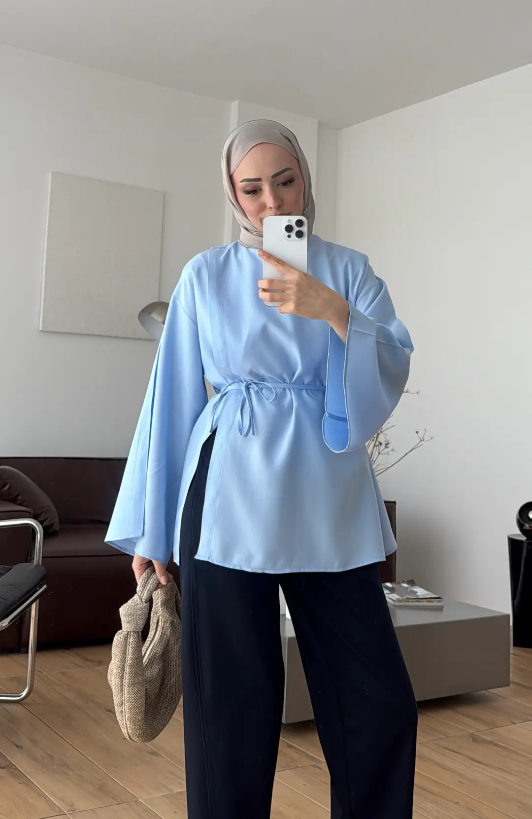 Kapaklı Bluz Mavi