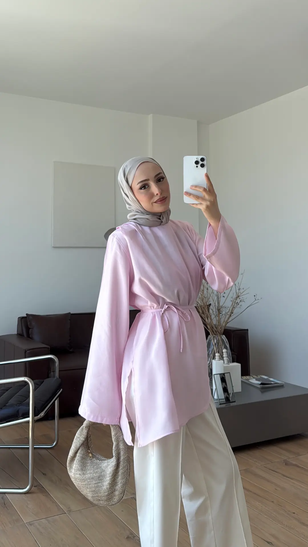 Vatkalı Asimetrik Bluz Pembe 