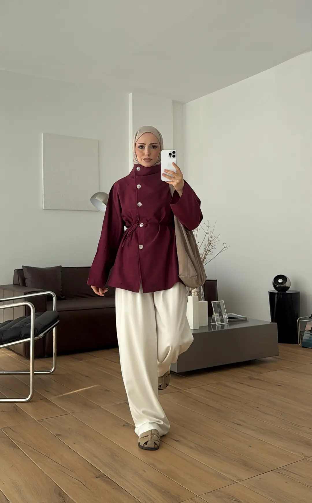 Dik Yaka Yazlık Ceket Bordo