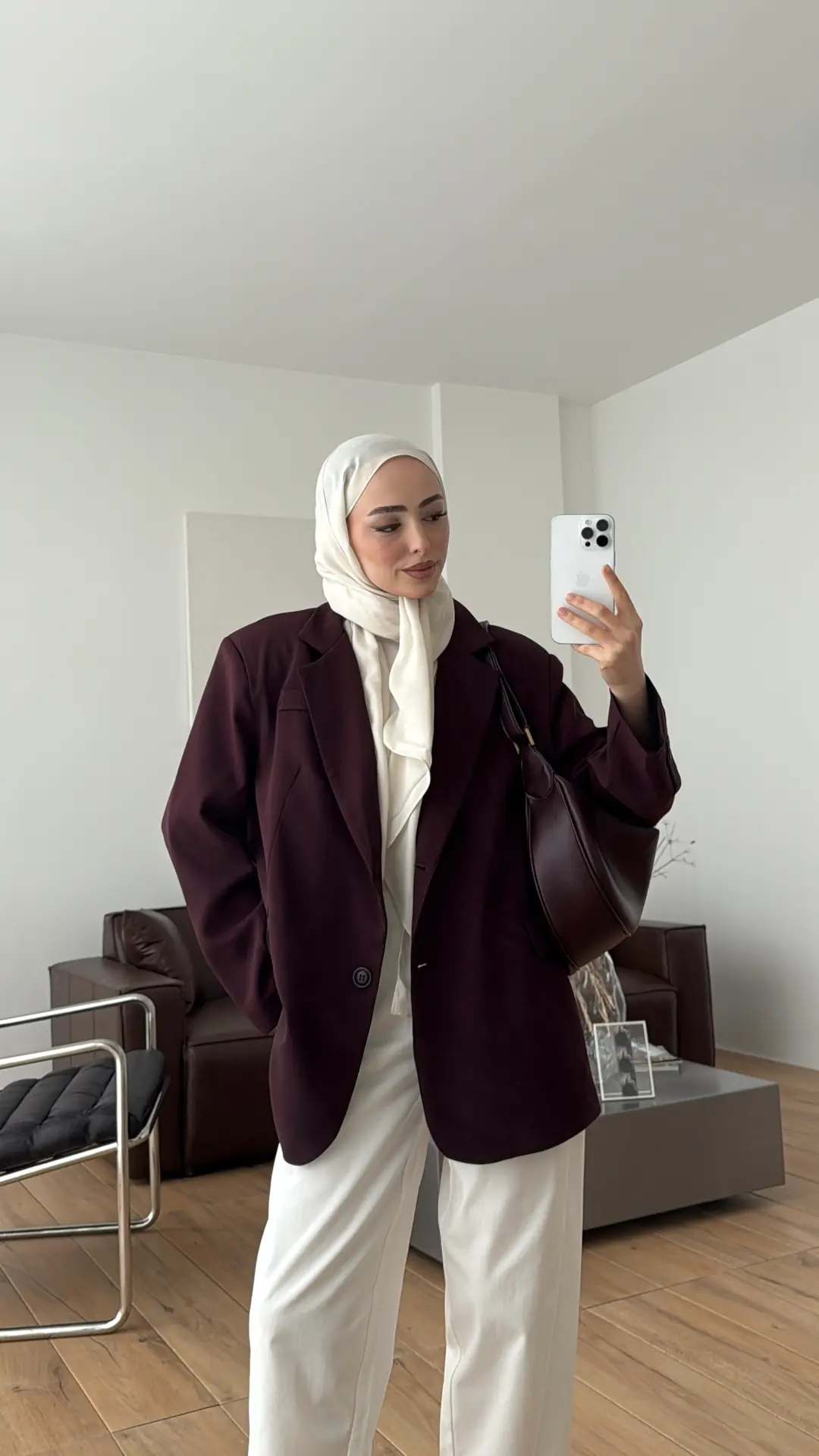 Oversize Çift Düğmeli Ceket Mürdüm