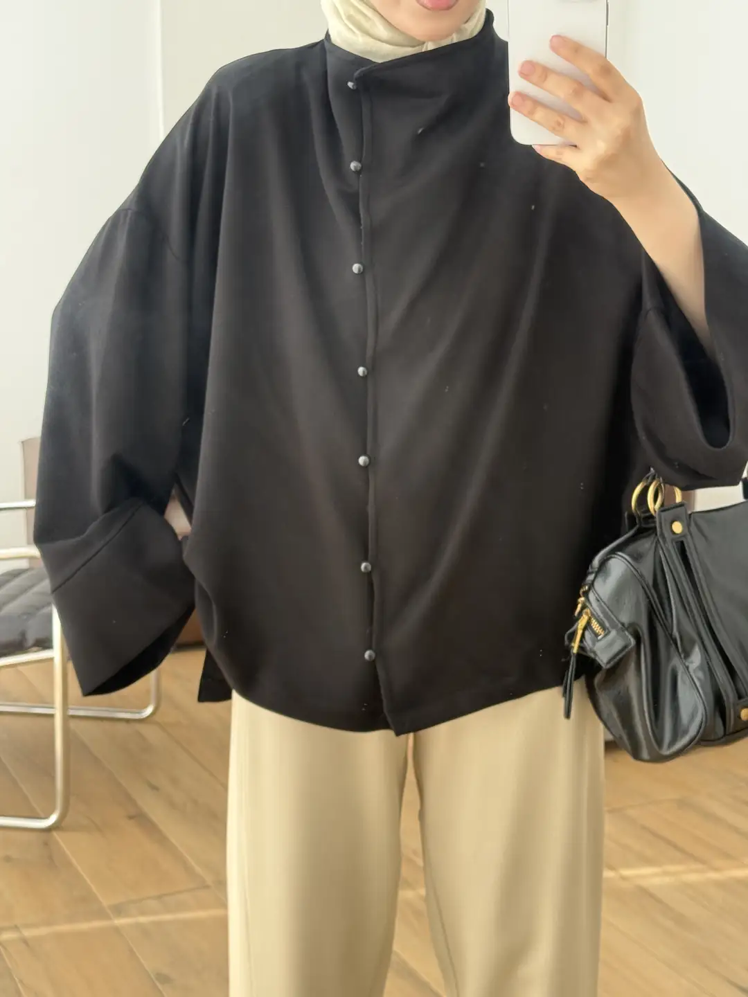 Tok Kumaş Oversize Mevsimlik Ceket Siyah