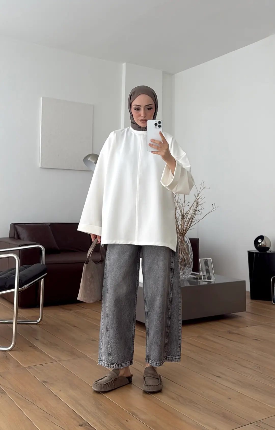 Bağlamalı Yanı Yırtmaç Detay Sweatshırt Ekru