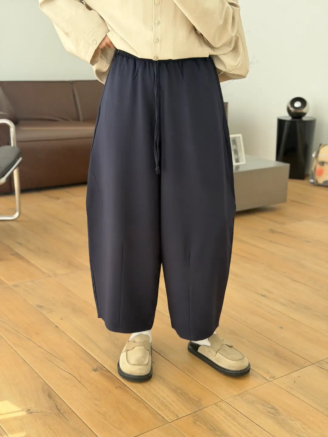 Beli Lastikli Baggy Pantolon Lacivert 