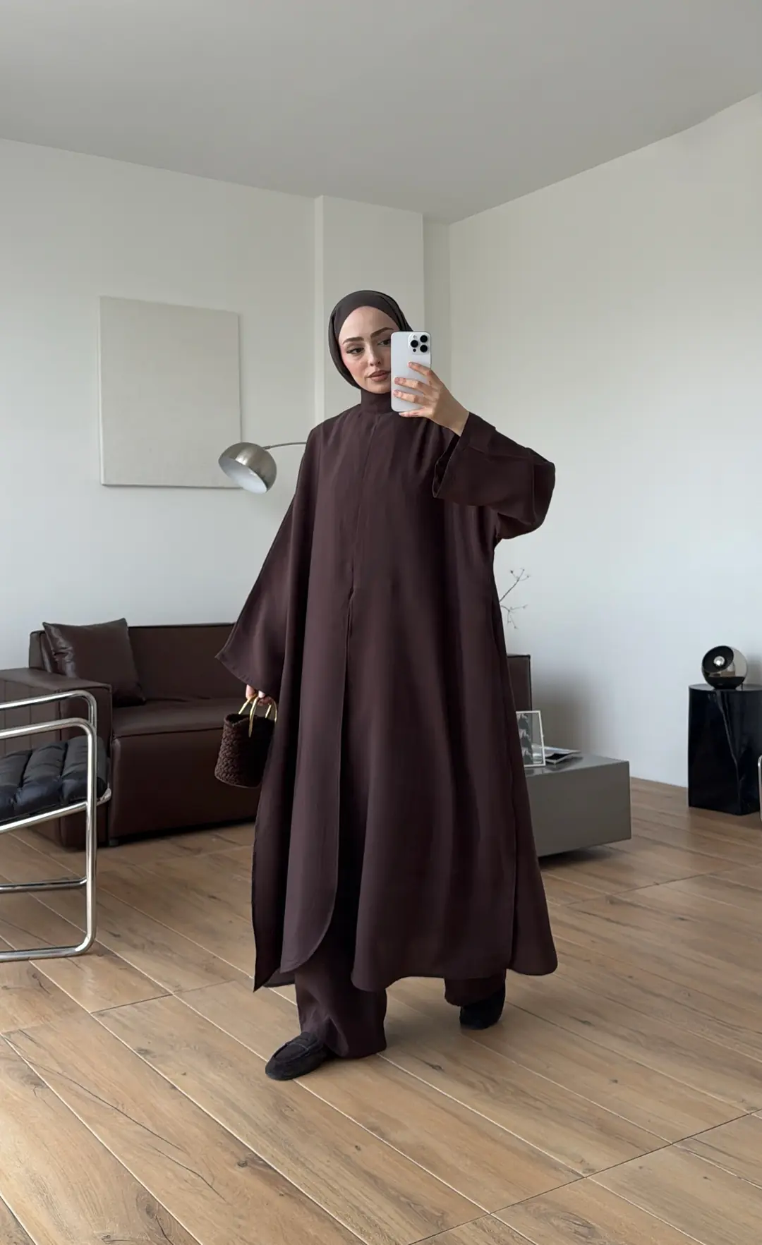 Sofia Yırtmaç Detay Takım Kahve 