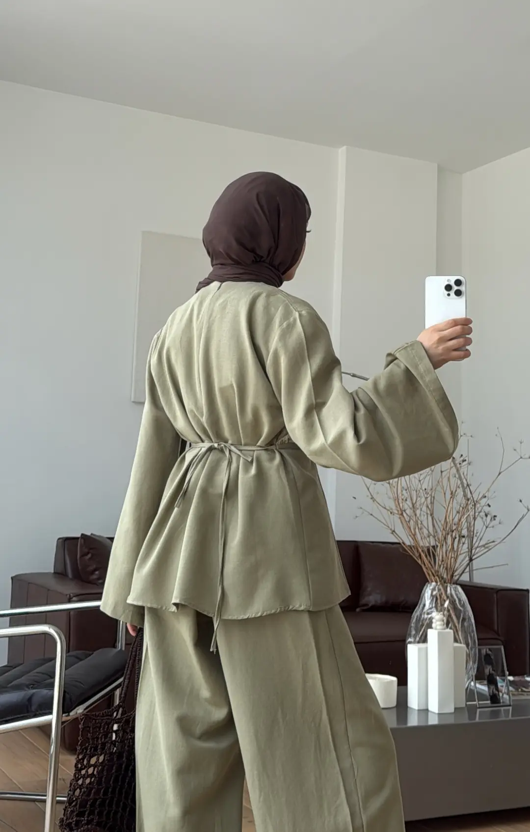 Bluzlu Pera Keten Takım Çağla Yeşili