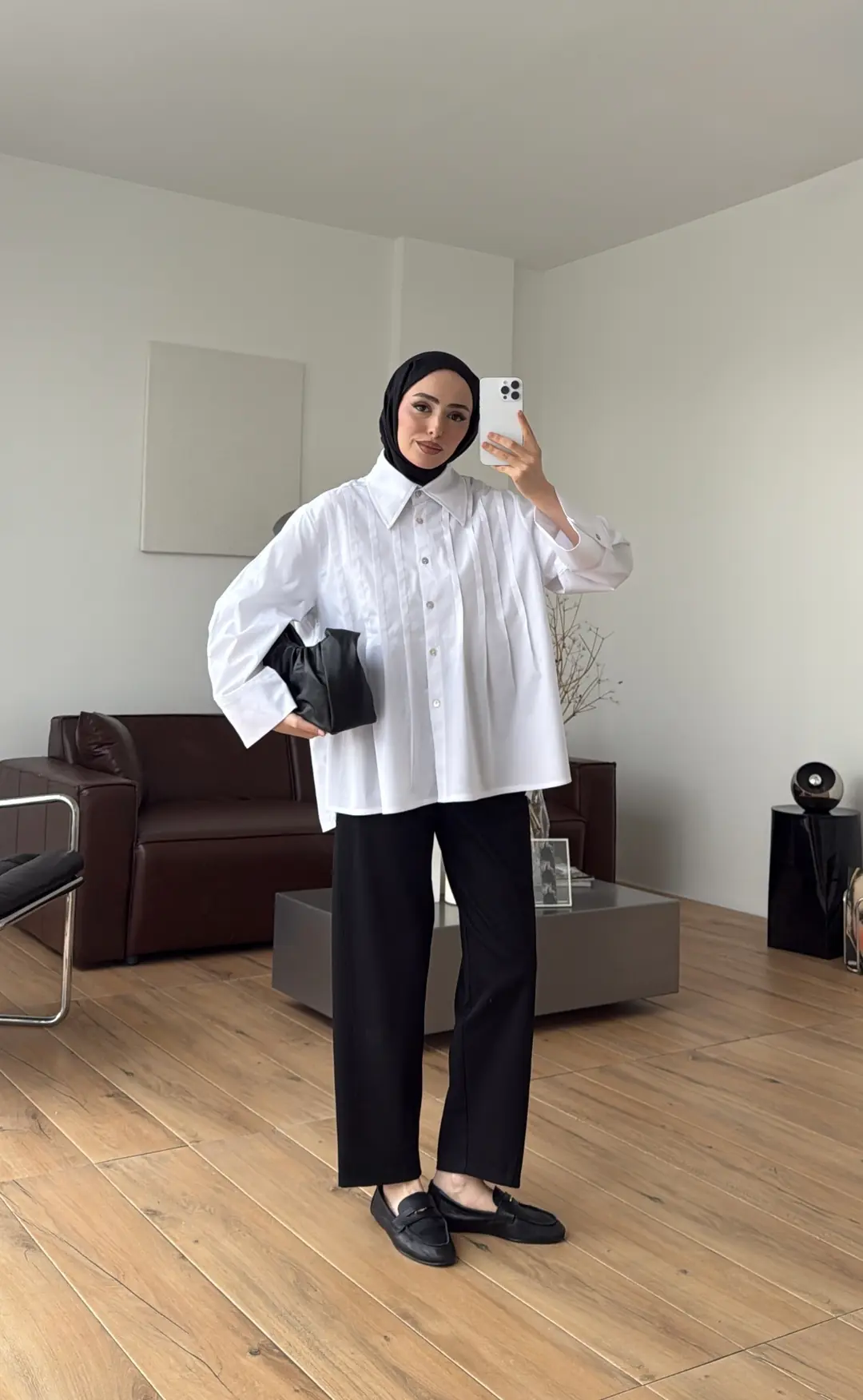 Pile Detay Gömlek Beyaz