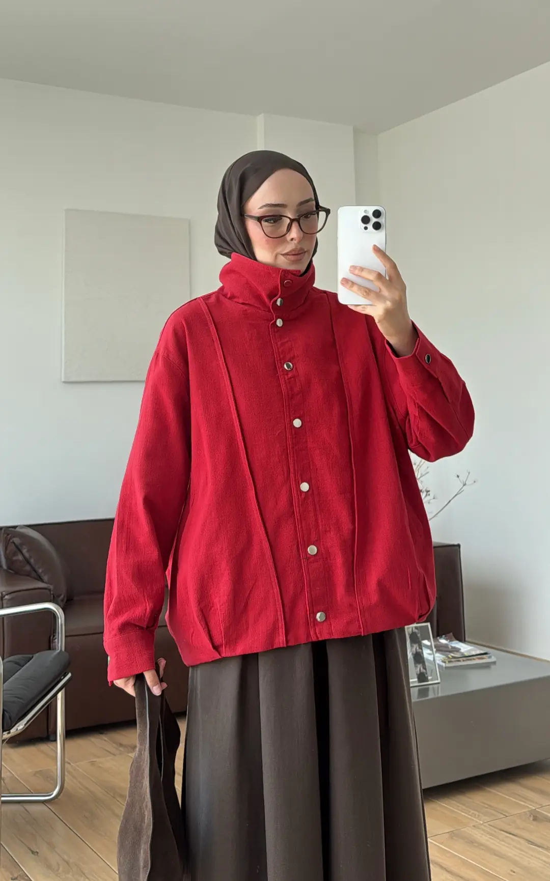 Keten Bomber Ceket Kırmızı