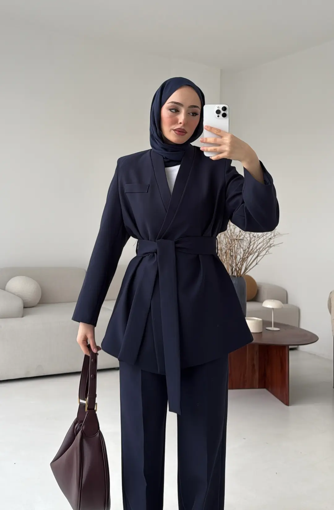 Bağlamalı Ceket Pantolon Takım Lacivert