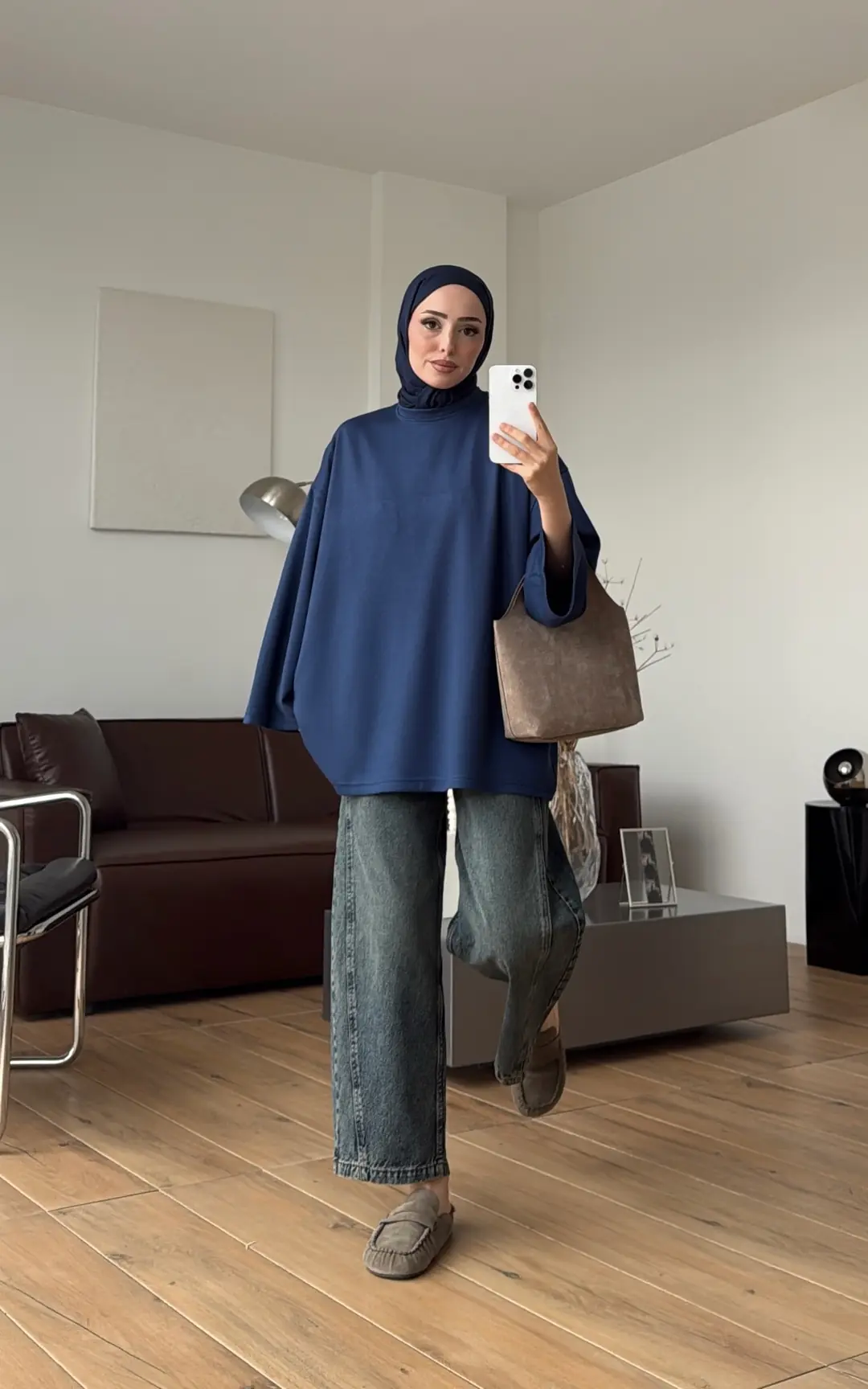 Seyyar Bağlamalı Oysho Kumaş Tunik Lacivert