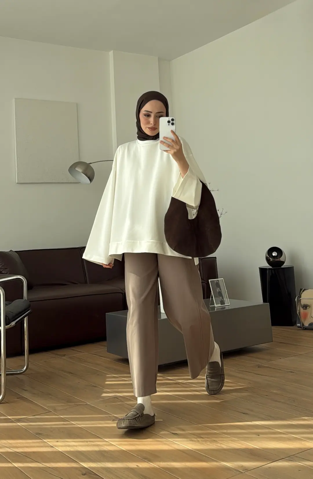 Dökümlü Basic Sweat Beyaz