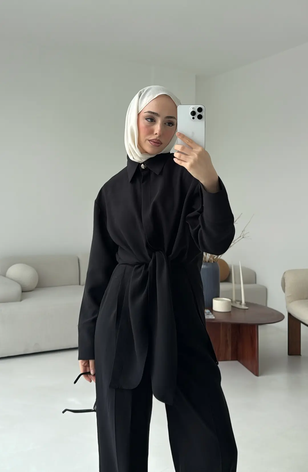 Bağlamalı Bluz Takım Siyah