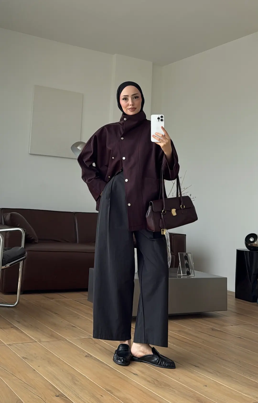 Çıtçıtlı Cep Detay Trenç Mürdüm