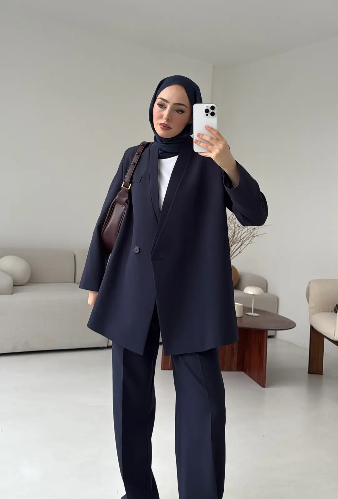 Bağlamalı Ceket Pantolon Takım Lacivert