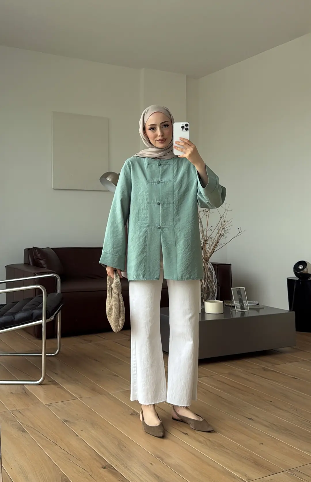 Süslü Düğmeli Bluz Mint