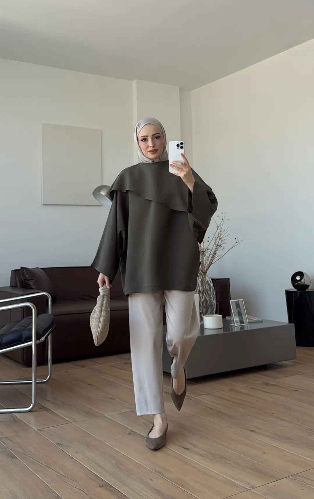 Yarasa Kol Şallı Bluz Haki