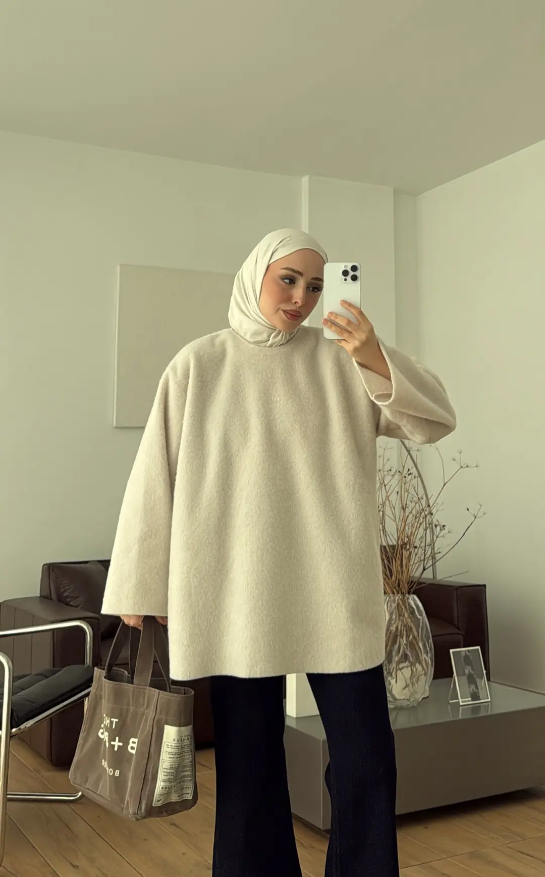 Helen Keçe Kemerli Bluz Krem