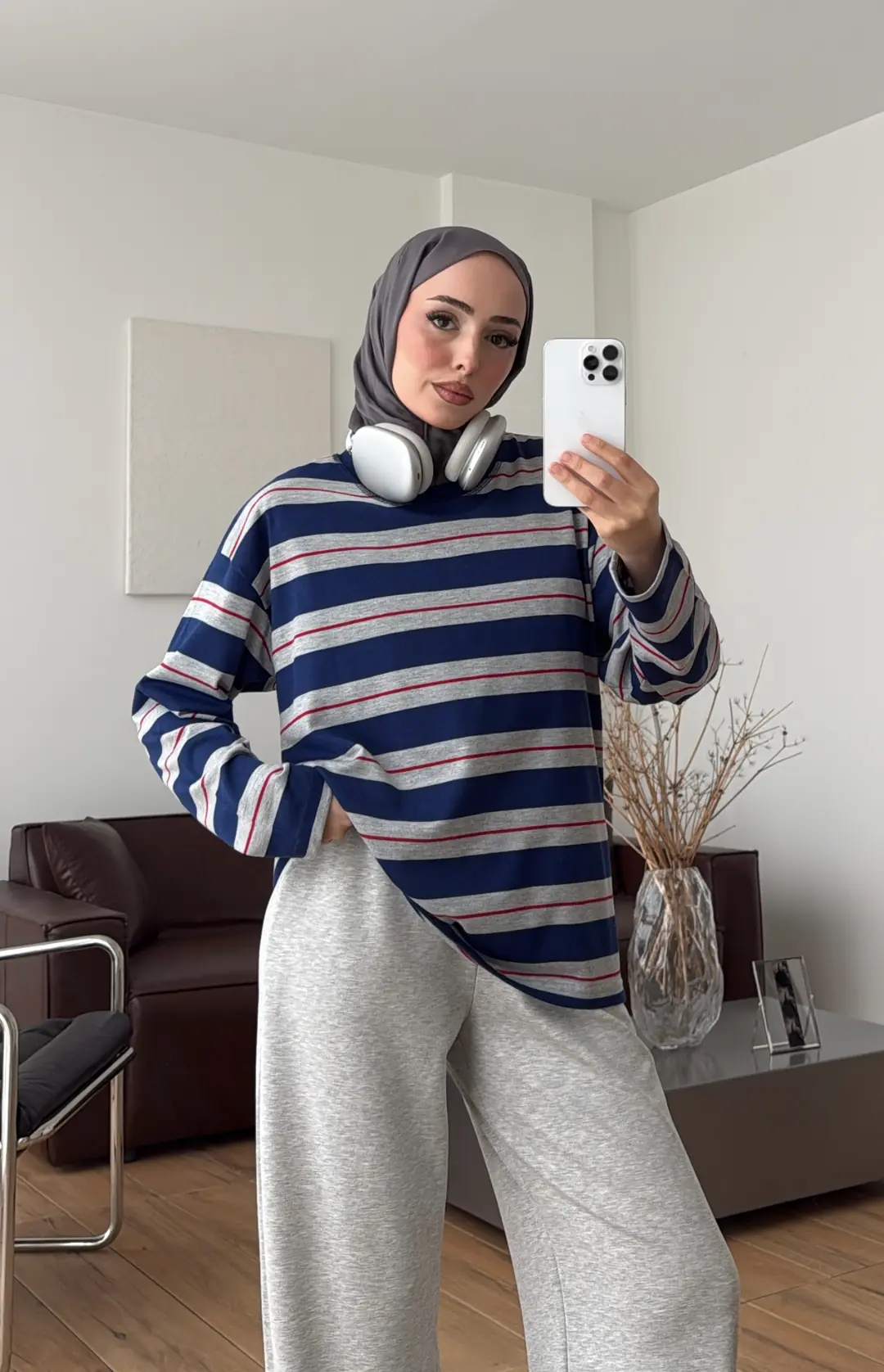 Kalın Çizgili Tişört Kırmızı Saks