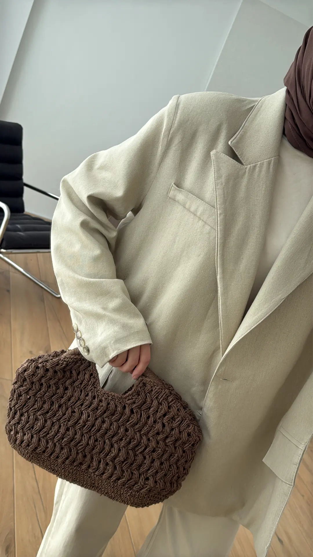 Keten Yırtmaç Detay Blazer Ceket Taş
