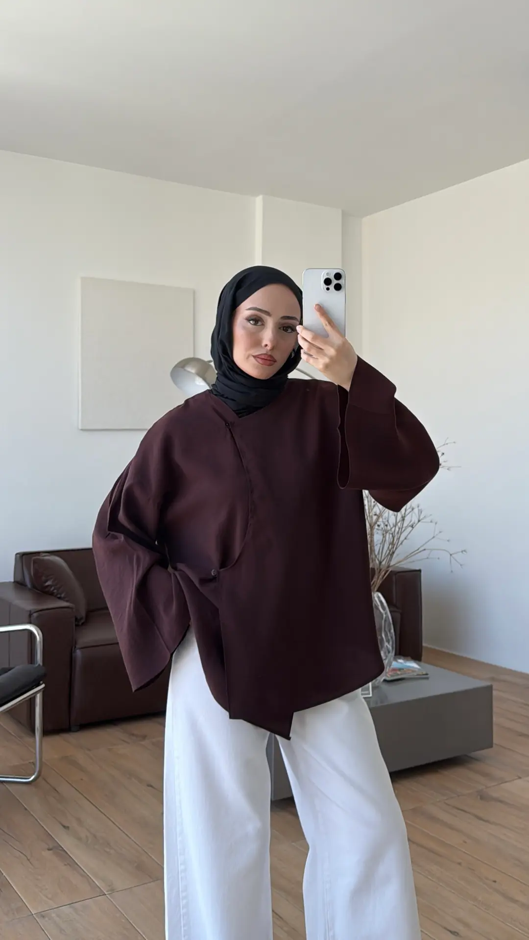 Asimetrik Kesim Bluz Bordo