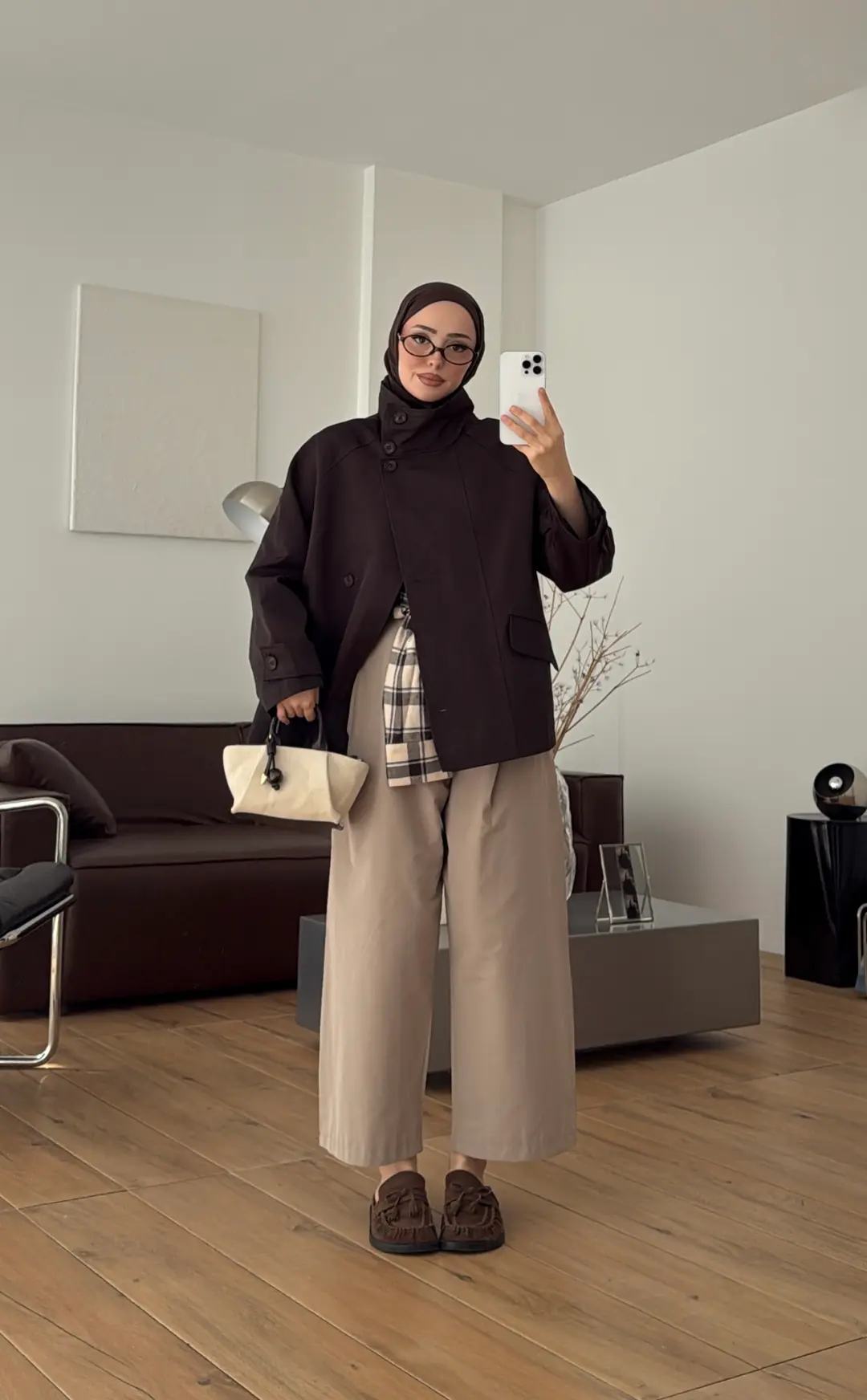 Geniş Yakalı Parka Kahve