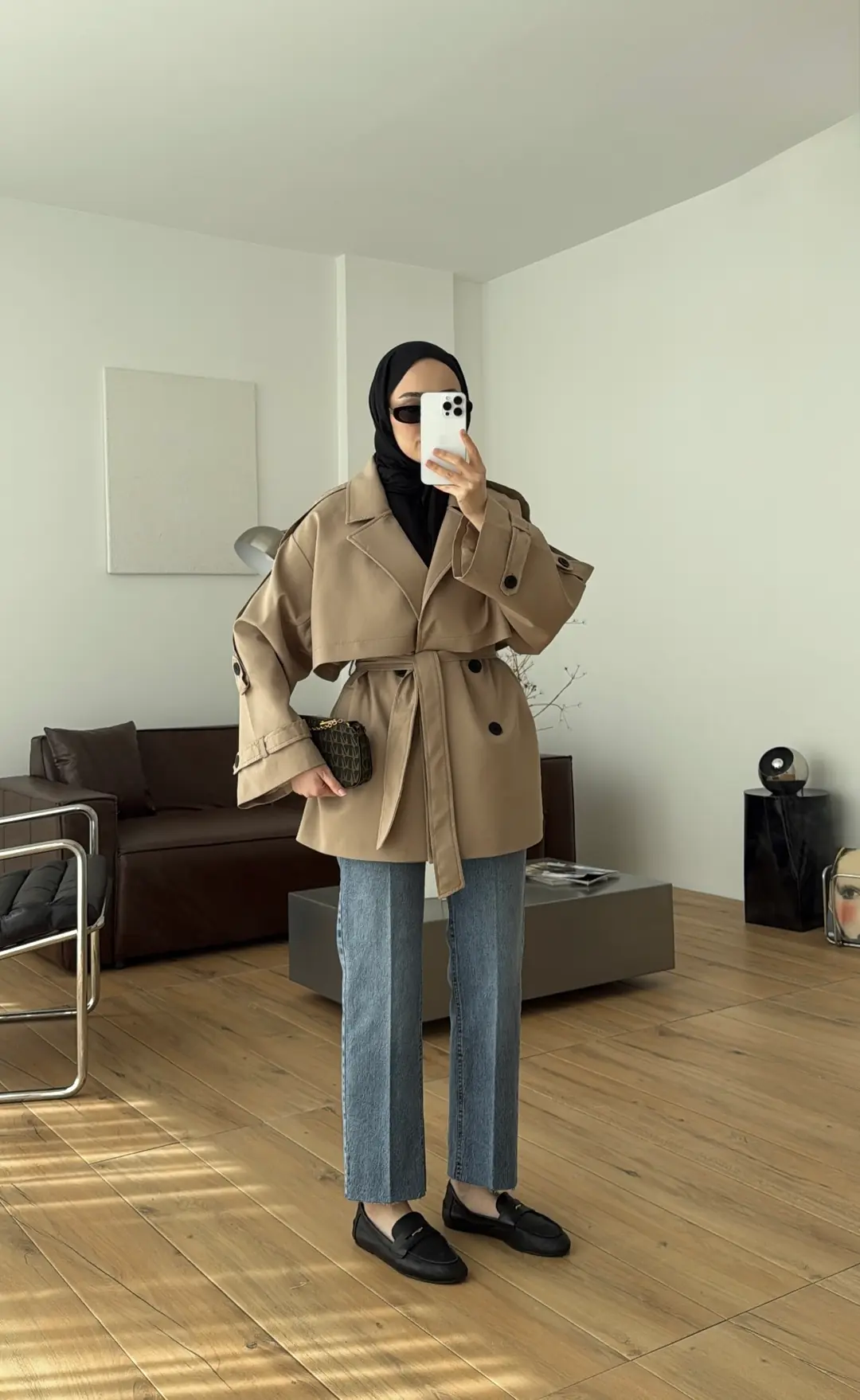 Kısa Trenç Camel
