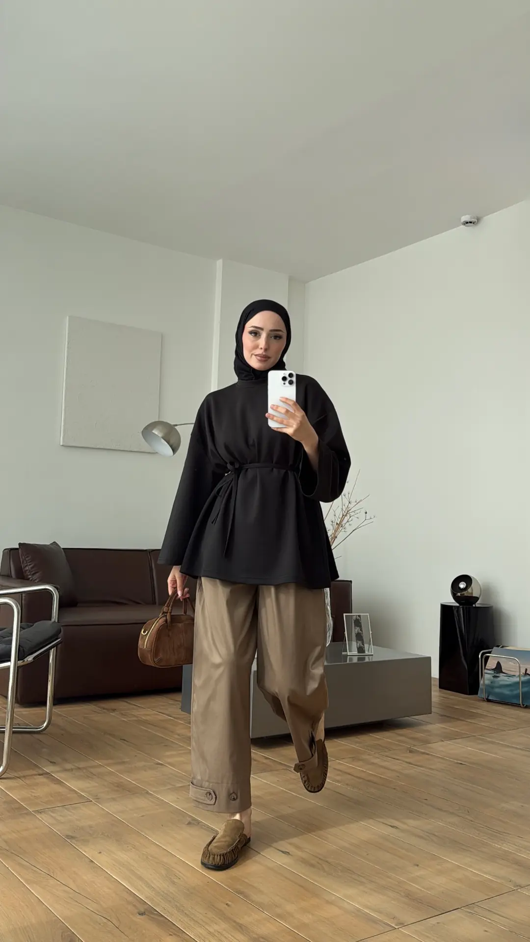 Seyyar Bağlamalı Oysho Kumaş Siyah Tunik
