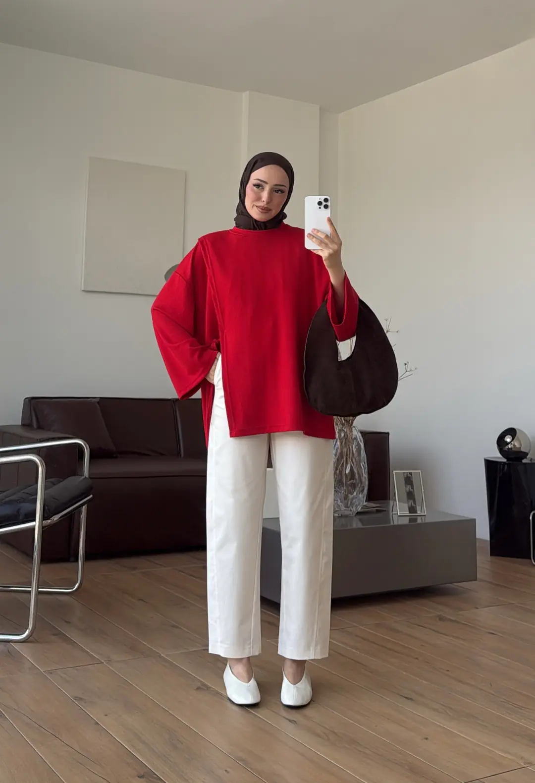 Yan Biye Bağlamalı Tunik Kırmızı
