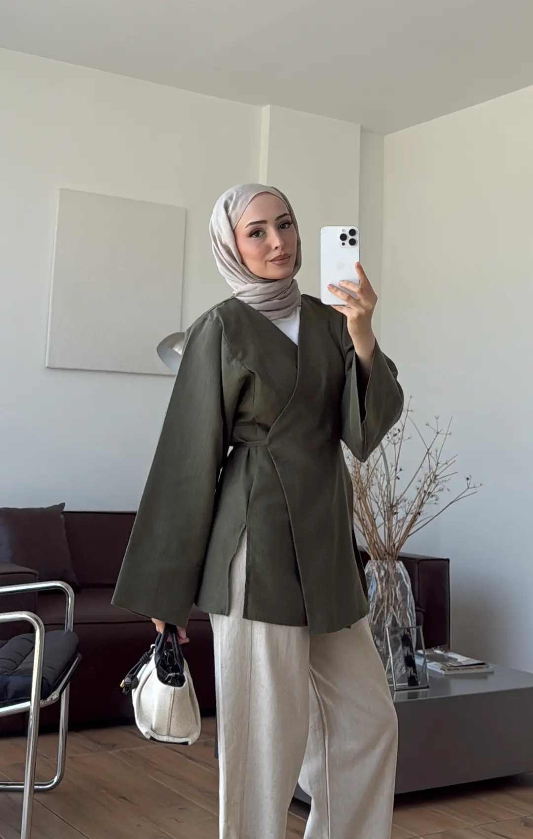 Bağlamalı Kimono Haki