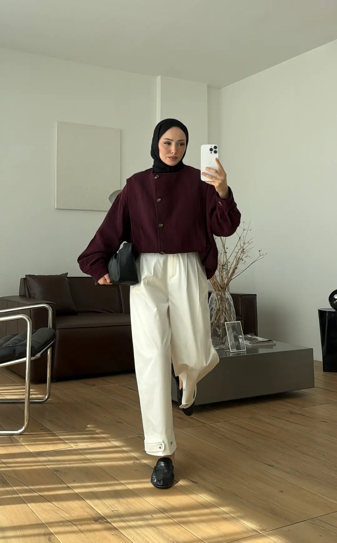 Pile Detay Müslin Gömlek/Ceket Bordo