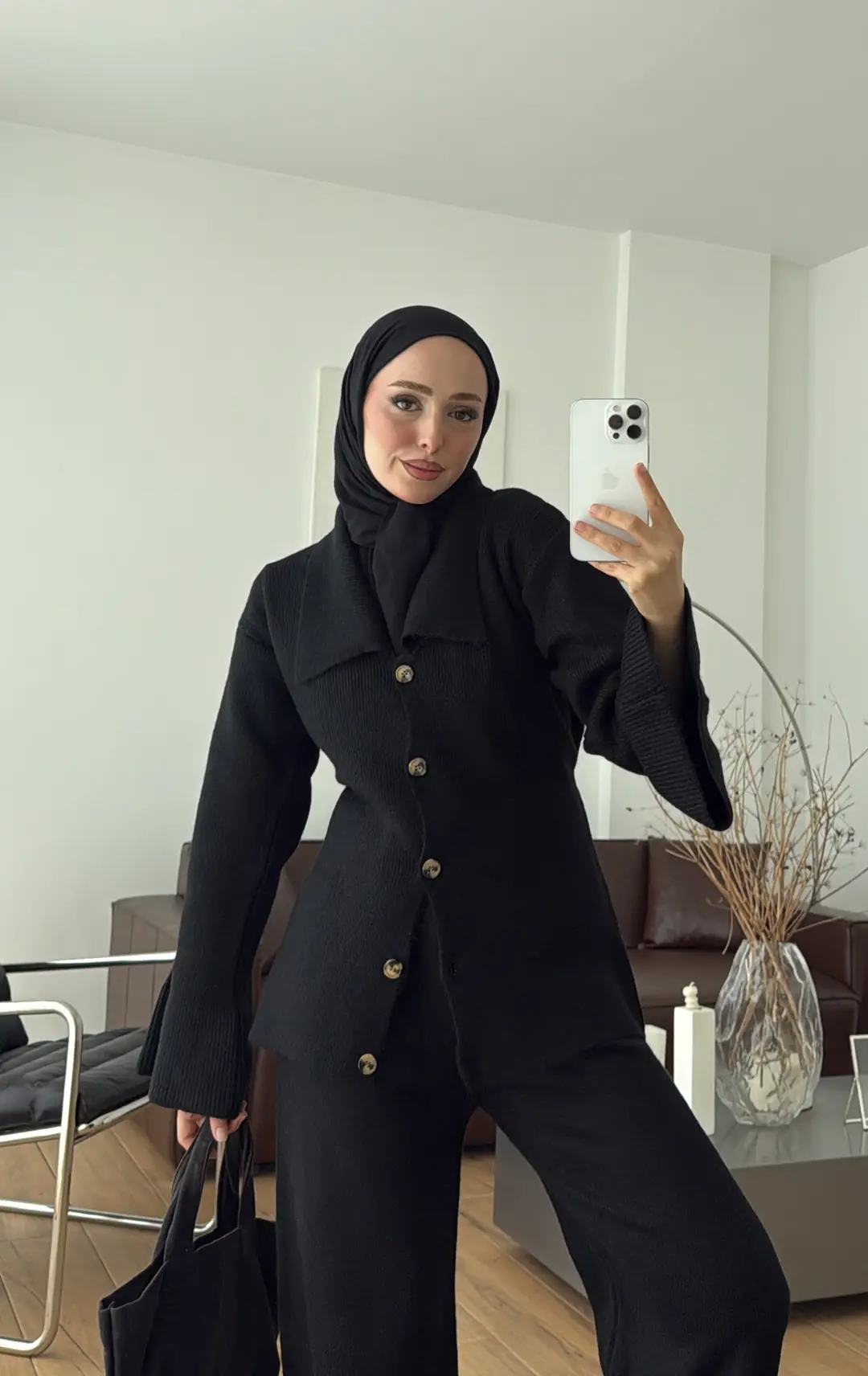 Hırkalı Triko Takım Siyah