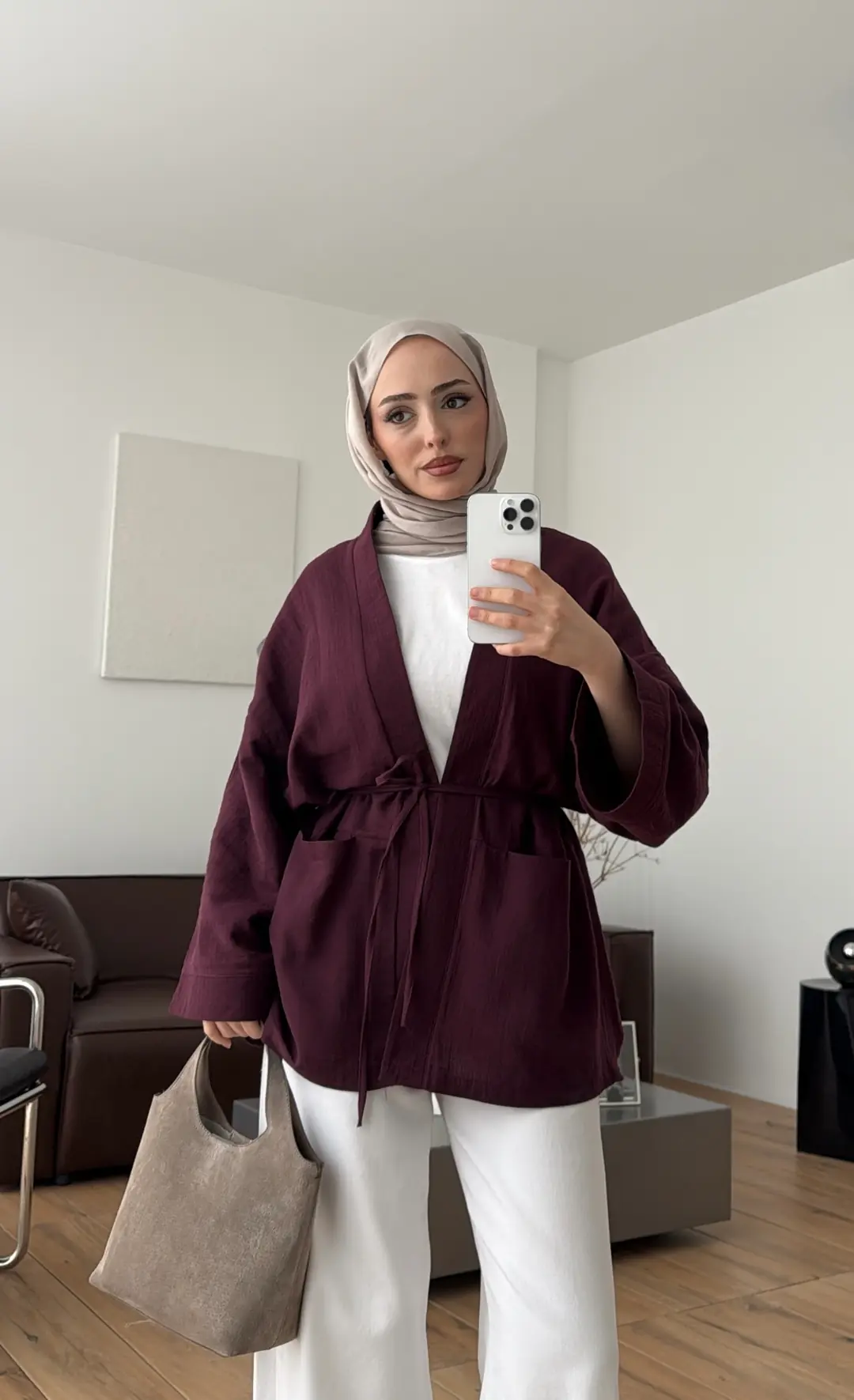 Müslin Kimono Bordo