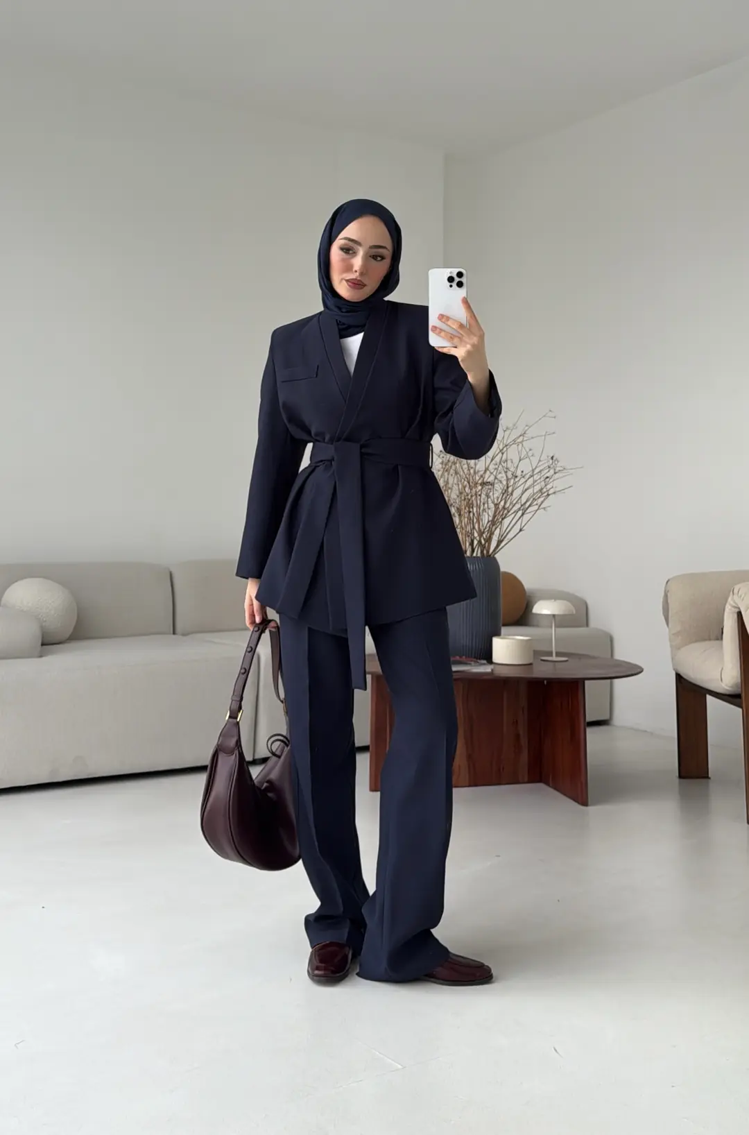 Bağlamalı Ceket Pantolon Takım Lacivert
