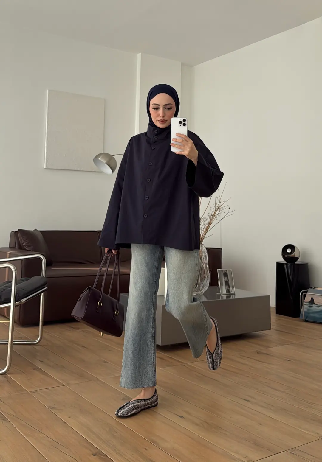 Geniş Yaka Tunik Lacivert