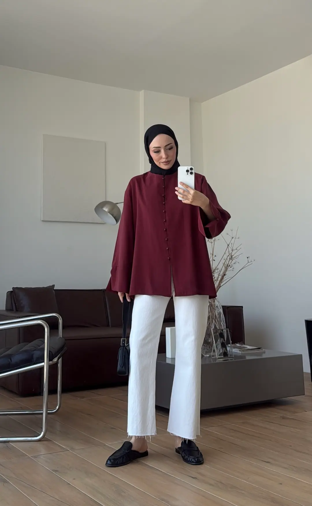 Top Düğmeli Modal Bluz Bordo