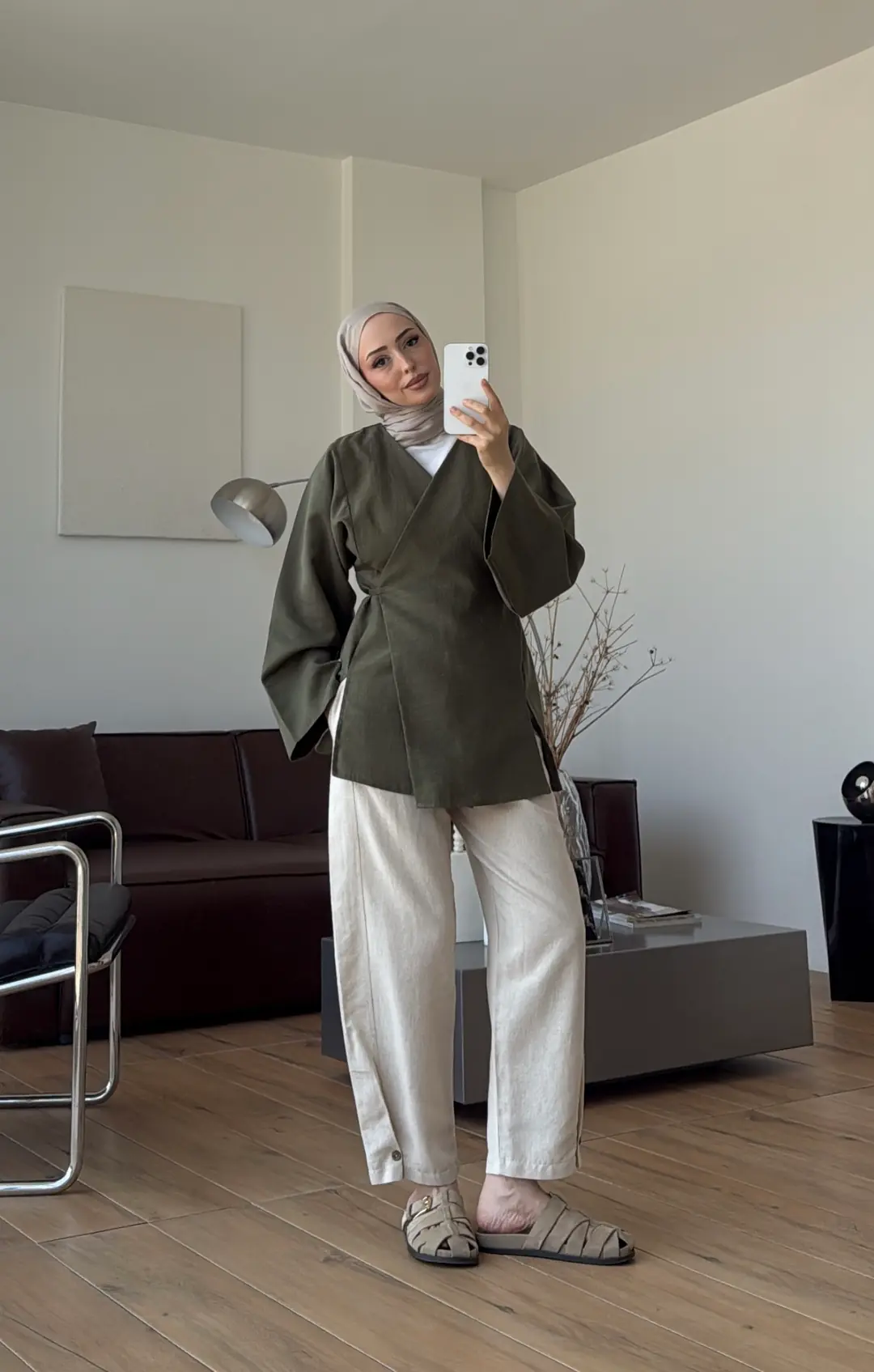 Bağlamalı Kimono Haki