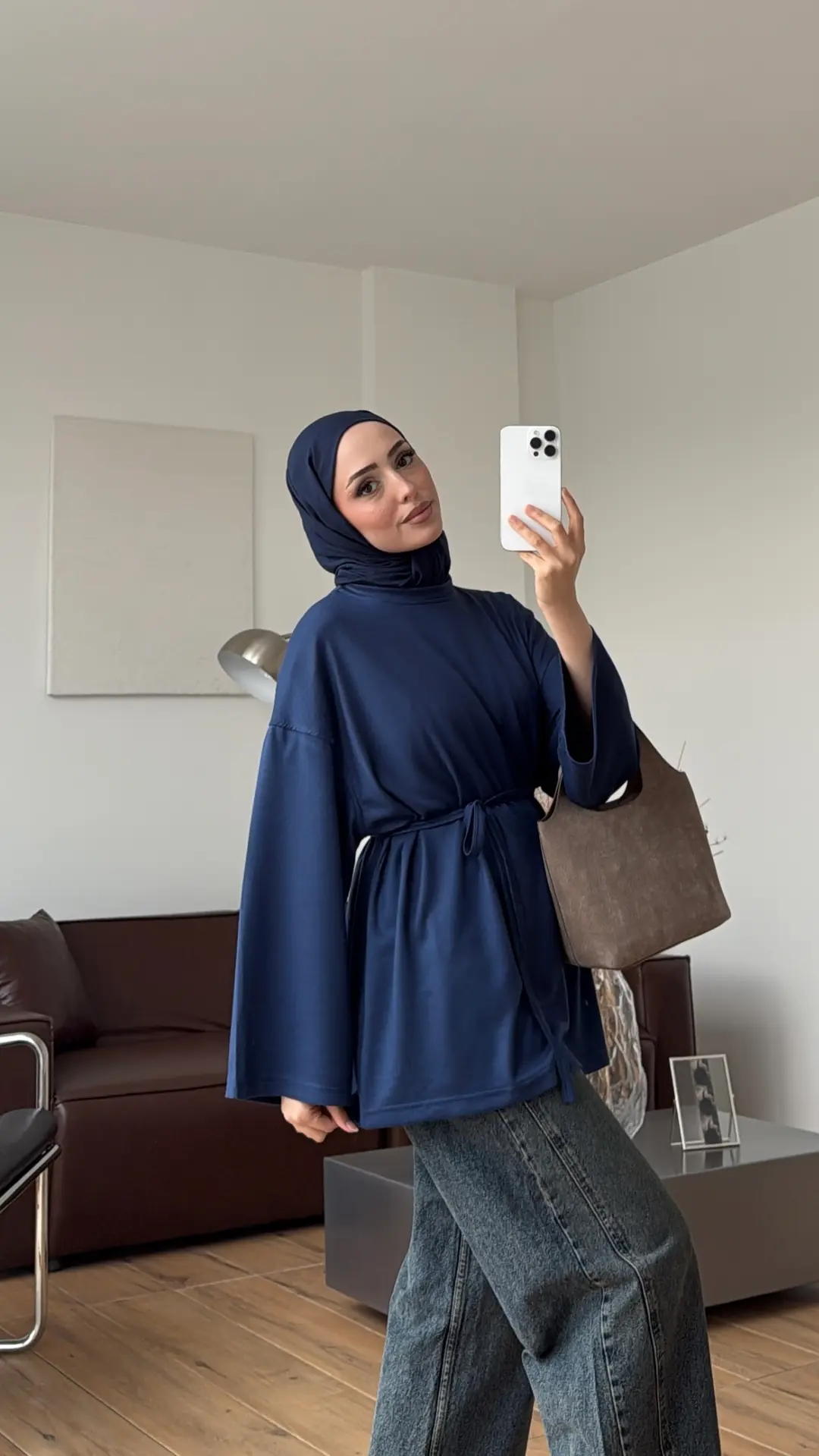 Seyyar Bağlamalı Oysho Kumaş Lacivert Tunik